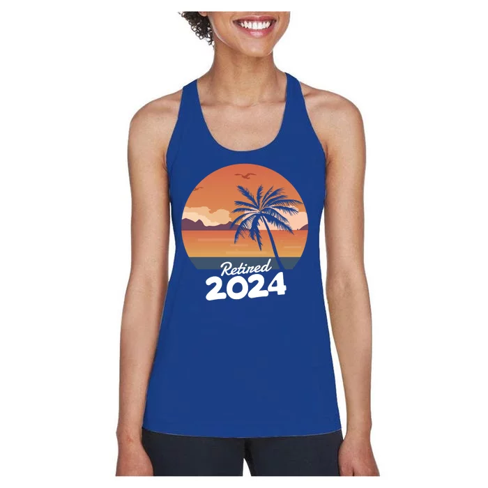 Retired 2024 Beach Palm Tree Summer Vibes Women's Racerback Tank