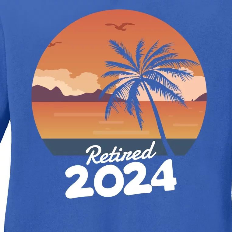 Retired 2024 Beach Palm Tree Summer Vibes Ladies Long Sleeve Shirt