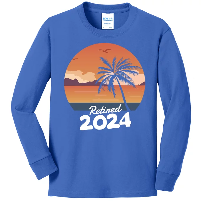 Retired 2024 Beach Palm Tree Summer Vibes Kids Long Sleeve Shirt