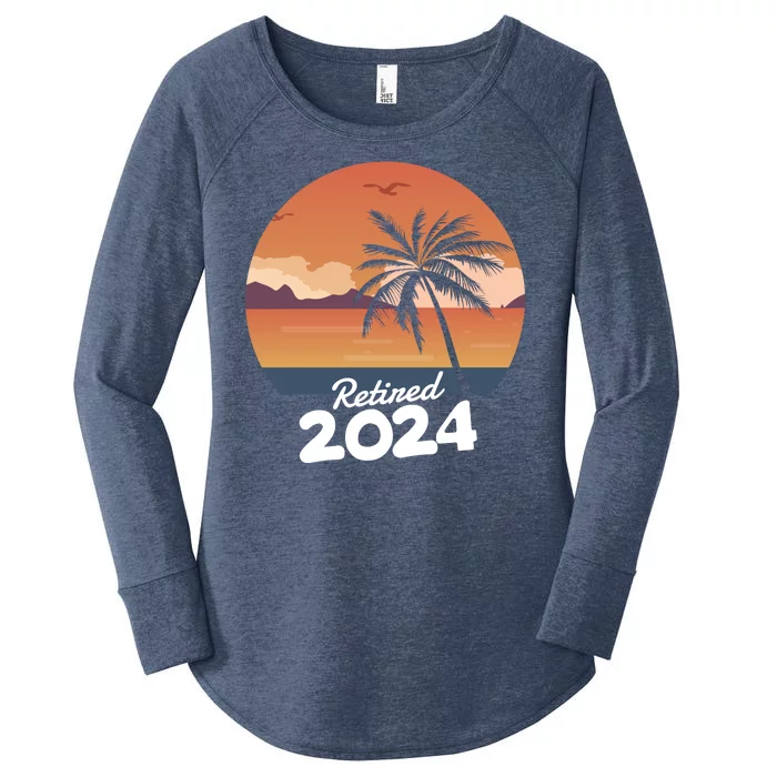 Retired 2024 Beach Palm Tree Summer Vibes Women's Perfect Tri Tunic Long Sleeve Shirt