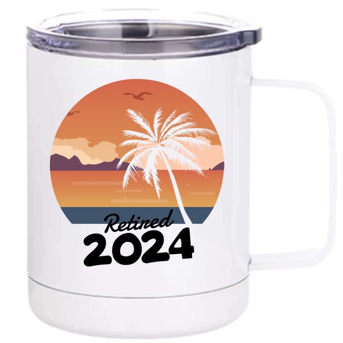 Retired 2024 Beach Palm Tree Summer Vibes Front & Back 12oz Stainless Steel Tumbler Cup