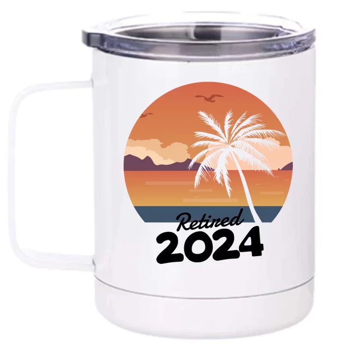 Retired 2024 Beach Palm Tree Summer Vibes Front & Back 12oz Stainless Steel Tumbler Cup