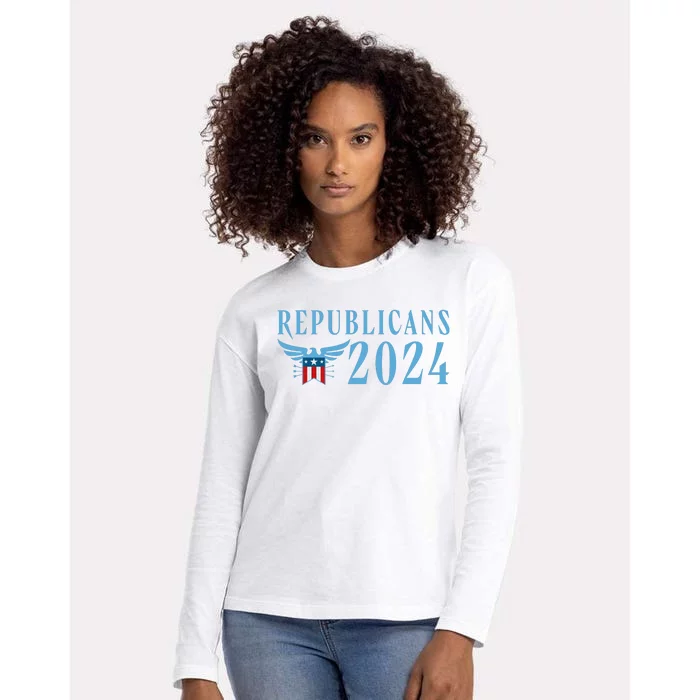 Republicans 2024 Election Logo Womens Cotton Relaxed Long Sleeve T-Shirt