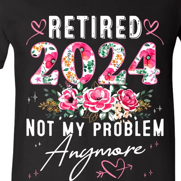 Retired 2024 Funny Retirement Gifts For Women 2024 Floral V-Neck T-Shirt