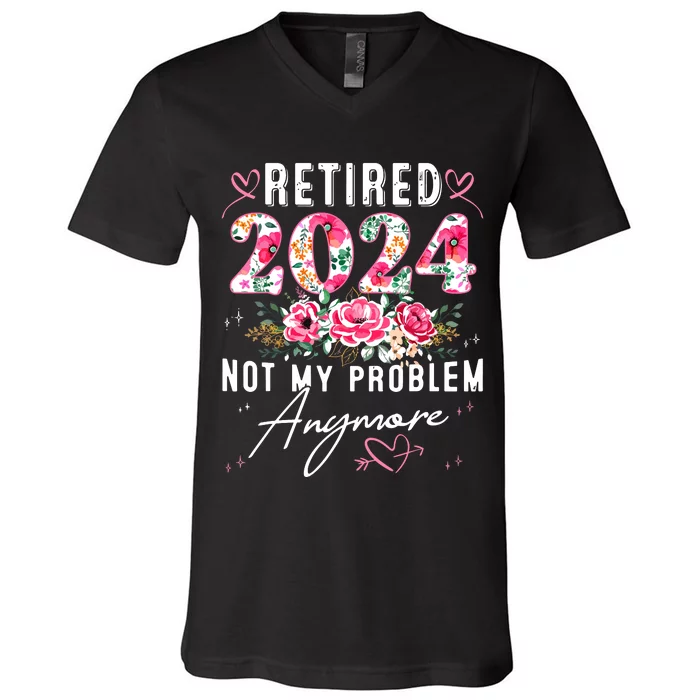 Retired 2024 Funny Retirement Gifts For Women 2024 Floral V-Neck T-Shirt