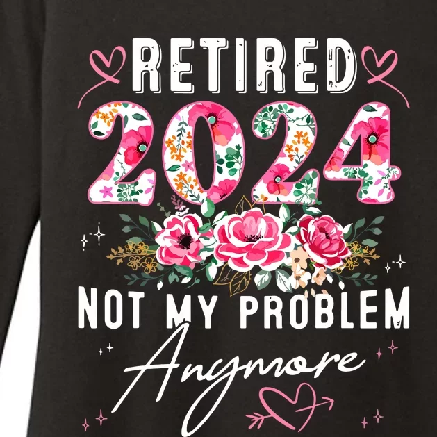 Retired 2024 Funny Retirement Gifts For Women 2024 Floral Womens CVC Long Sleeve Shirt