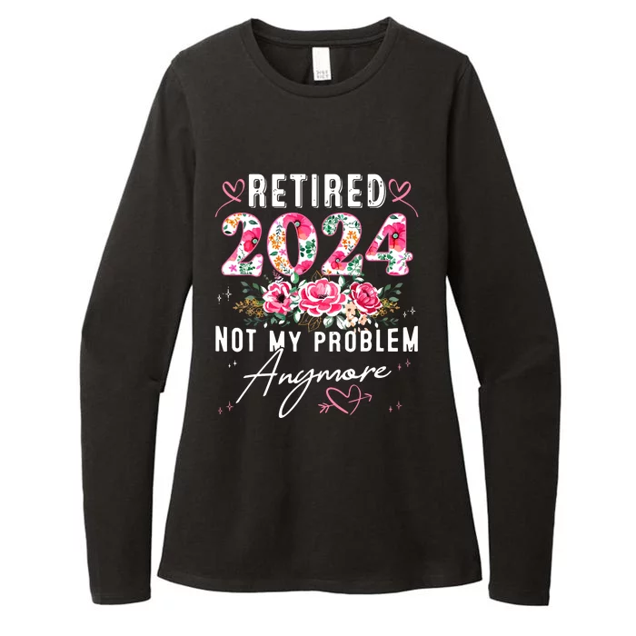 Retired 2024 Funny Retirement Gifts For Women 2024 Floral Womens CVC Long Sleeve Shirt