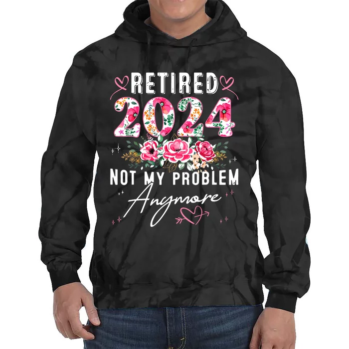 Retired 2024 Funny Retirement Gifts For Women 2024 Floral Tie Dye Hoodie