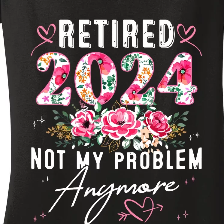 Retired 2024 Funny Retirement Gifts For Women 2024 Floral Women's V-Neck T-Shirt