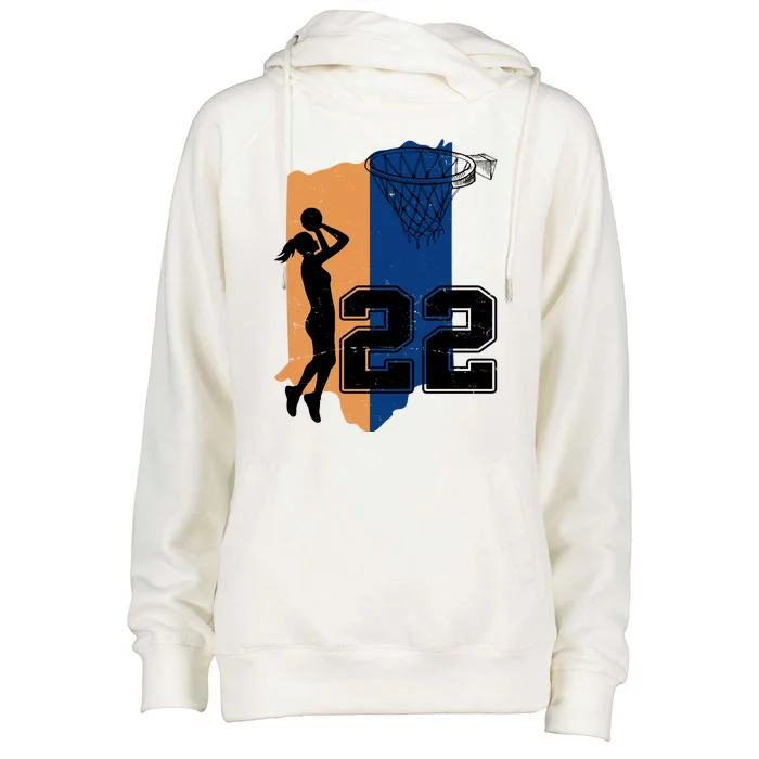 Retro 22 Female Basketball Player Womens Funnel Neck Pullover Hood