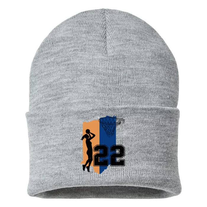 Retro 22 Female Basketball Player Sustainable Knit Beanie