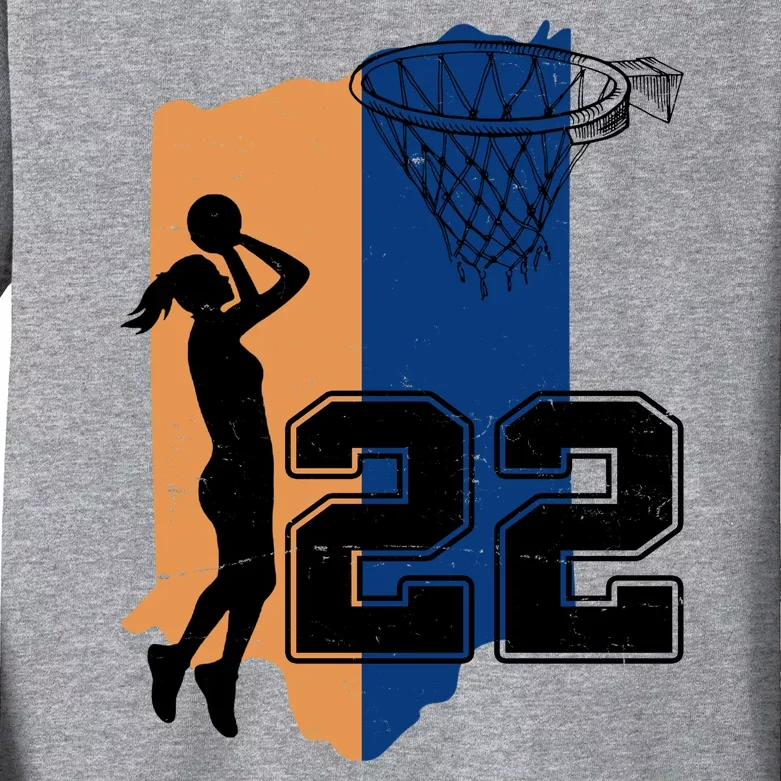 Retro 22 Female Basketball Player Kids Long Sleeve Shirt