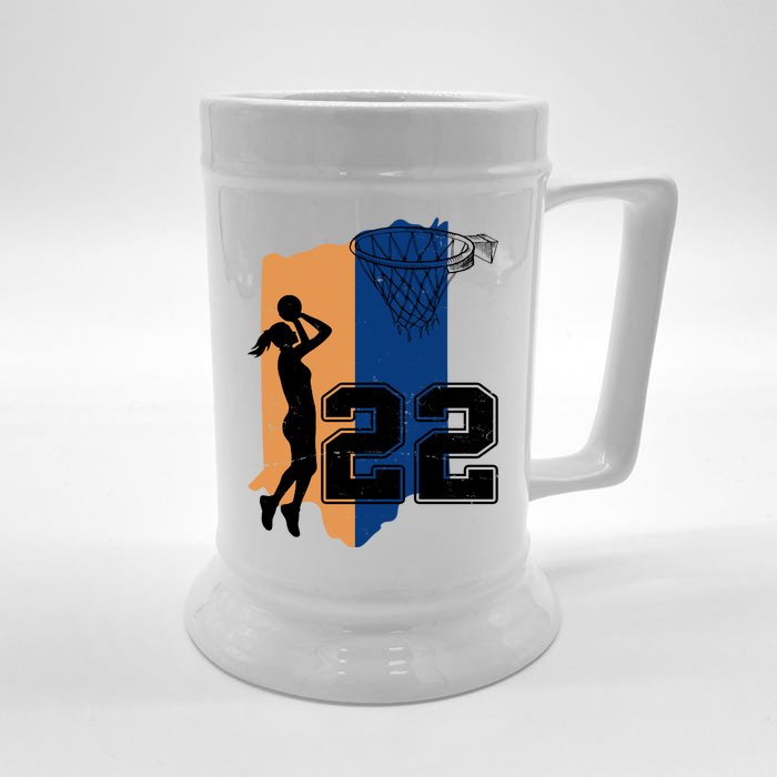 Retro 22 Female Basketball Player Front & Back Beer Stein