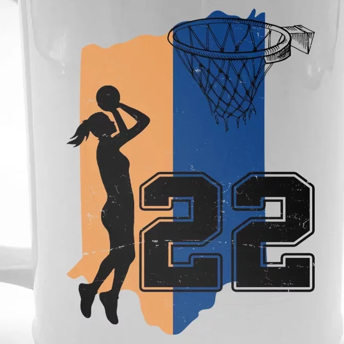 Retro 22 Female Basketball Player Front & Back Beer Stein