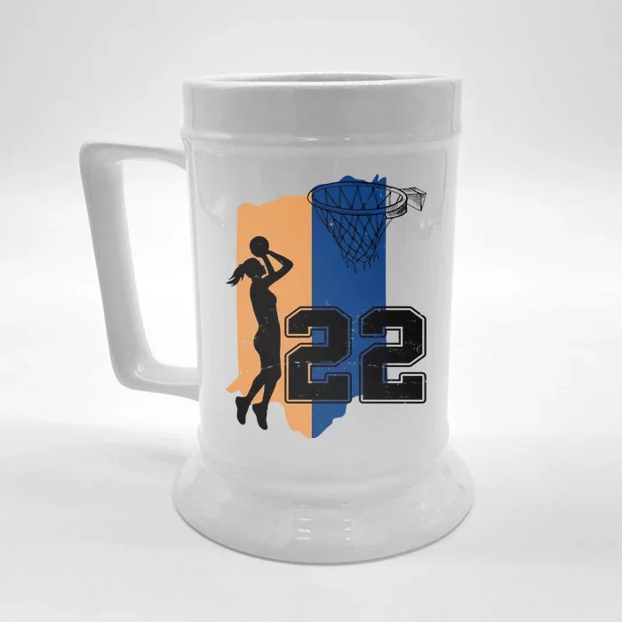 Retro 22 Female Basketball Player Front & Back Beer Stein