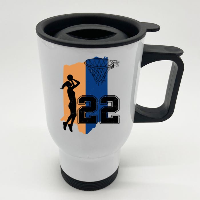 Retro 22 Female Basketball Player Front & Back Stainless Steel Travel Mug