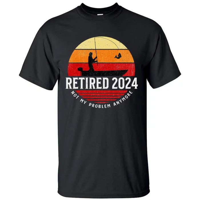 Retired 2024 Funny Fishing Retirement Retro Gone Fishing Rod Tall T-Shirt