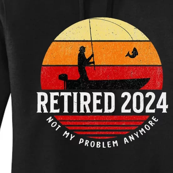 Retired 2024 Funny Fishing Retirement Retro Gone Fishing Rod Women's Pullover Hoodie