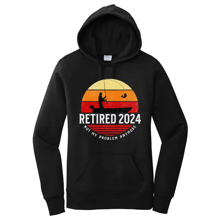 Retired 2024 Funny Fishing Retirement Retro Gone Fishing Rod Women's Pullover Hoodie