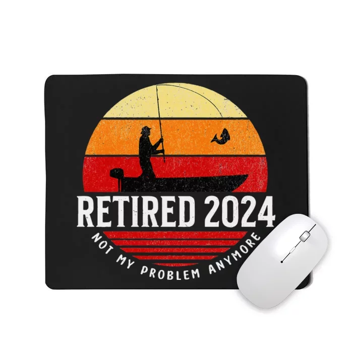 Retired 2024 Funny Fishing Retirement Retro Gone Fishing Rod Mousepad