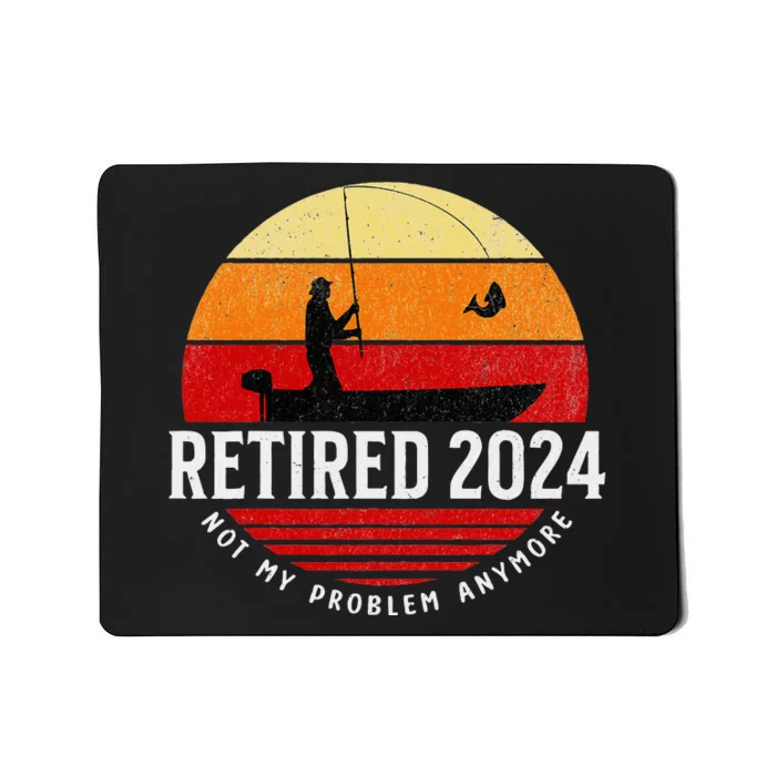 Retired 2024 Funny Fishing Retirement Retro Gone Fishing Rod Mousepad