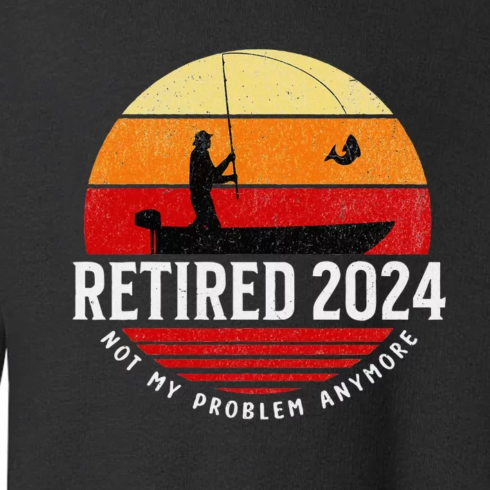 Retired 2024 Funny Fishing Retirement Retro Gone Fishing Rod Toddler Sweatshirt