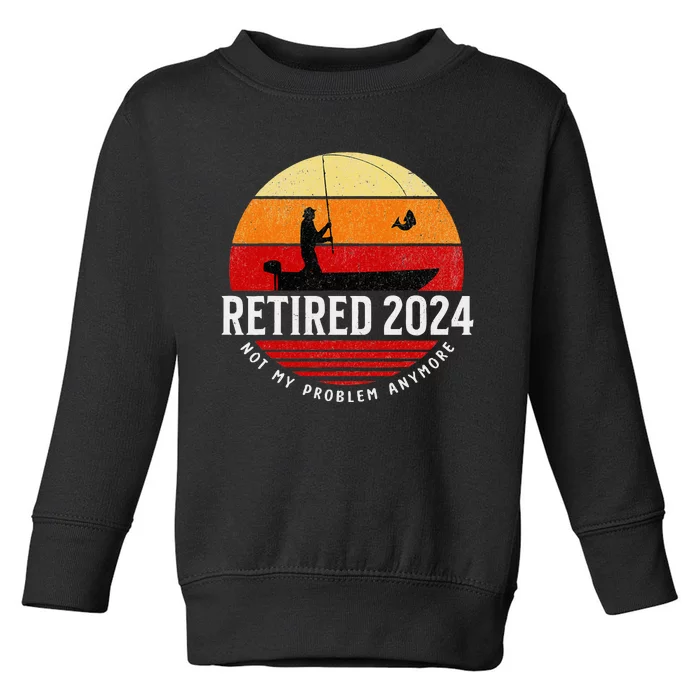 Retired 2024 Funny Fishing Retirement Retro Gone Fishing Rod Toddler Sweatshirt