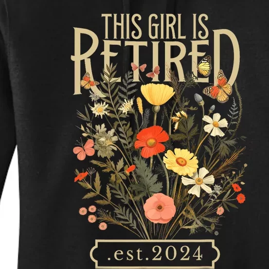 Retired 2024 Funny Retirement Gifts 2024 Floral Women's Pullover Hoodie