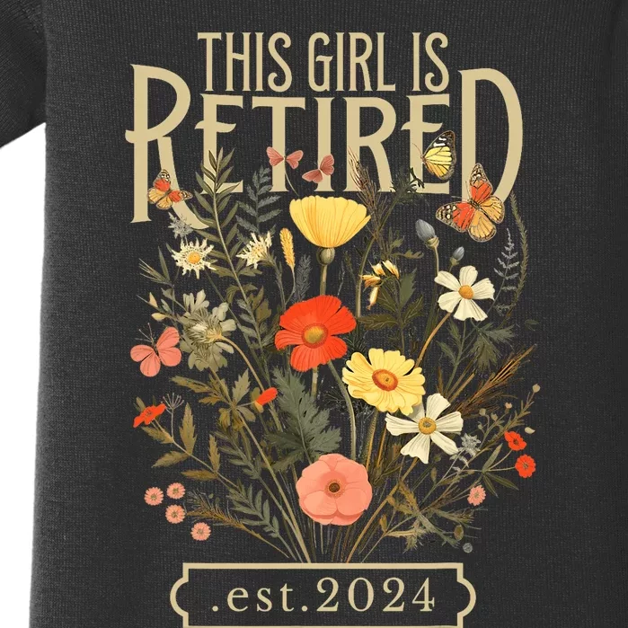 Retired 2024 Funny Retirement Gifts 2024 Floral Baby Bodysuit