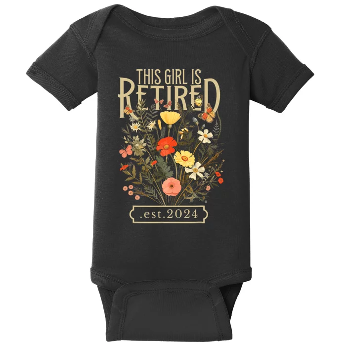 Retired 2024 Funny Retirement Gifts 2024 Floral Baby Bodysuit