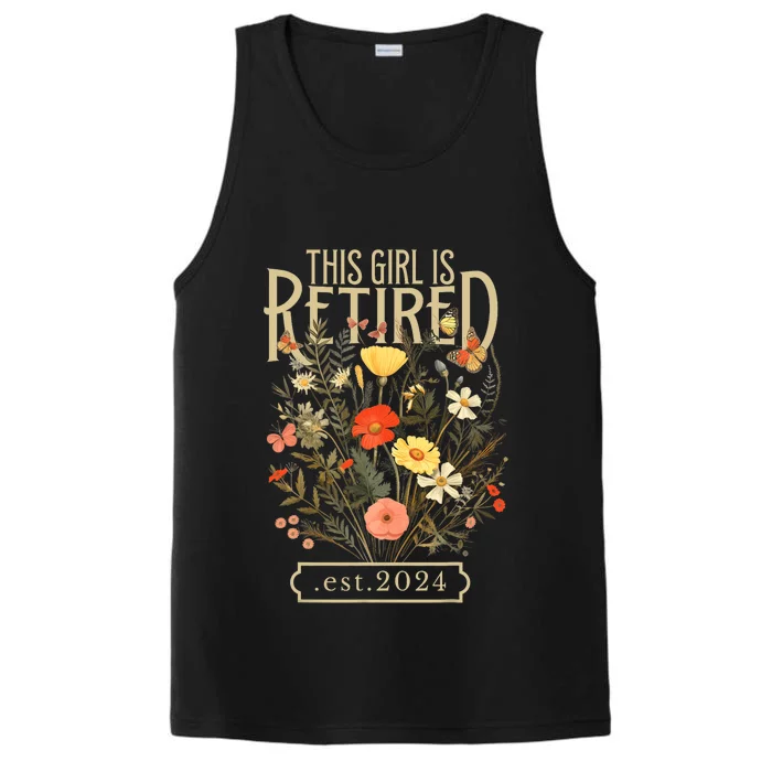 Retired 2024 Funny Retirement Gifts 2024 Floral Performance Tank