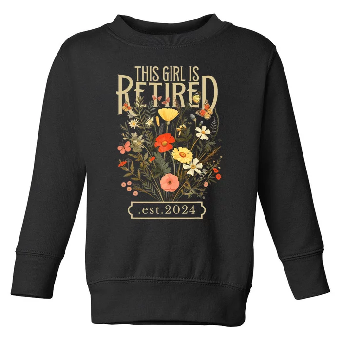 Retired 2024 Funny Retirement Gifts 2024 Floral Toddler Sweatshirt