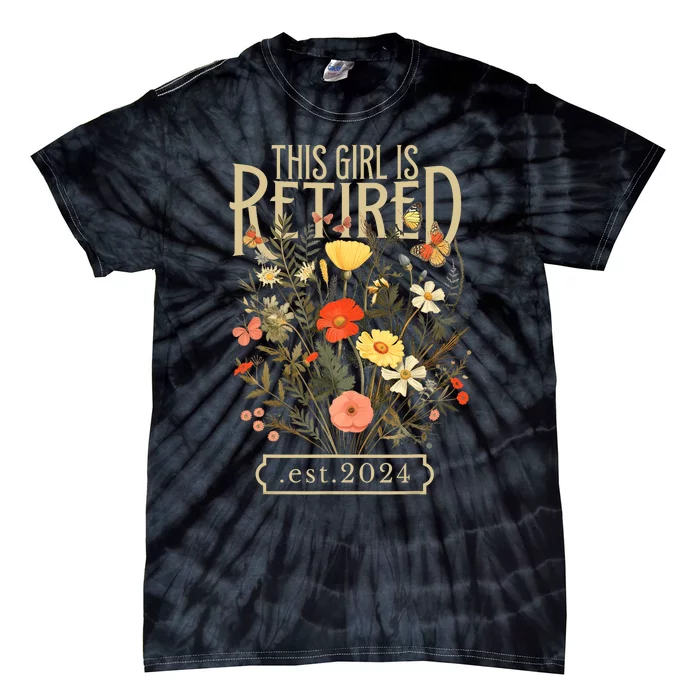 Retired 2024 Funny Retirement Gifts 2024 Floral Tie-Dye T-Shirt