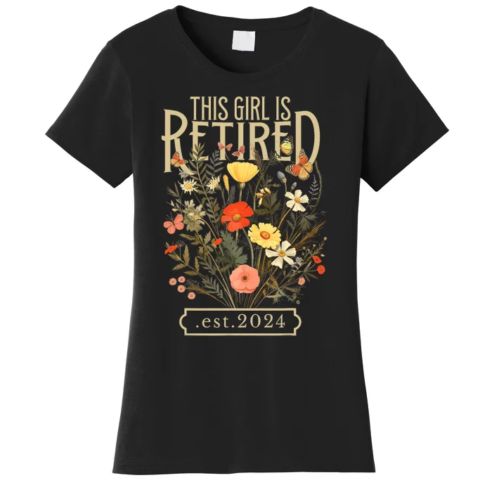 Retired 2024 Funny Retirement Gifts 2024 Floral Women's T-Shirt