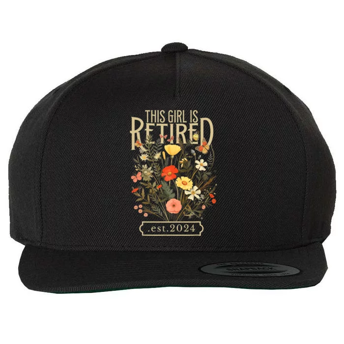 Retired 2024 Funny Retirement Gifts 2024 Floral Wool Snapback Cap