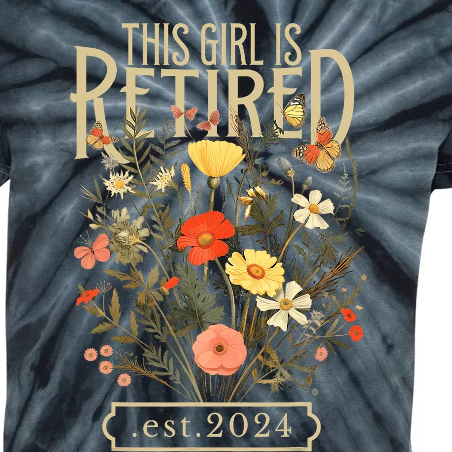 Retired 2024 Funny Retirement Gifts 2024 Floral Kids Tie-Dye T-Shirt