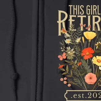 Retired 2024 Funny Retirement Gifts 2024 Floral Full Zip Hoodie