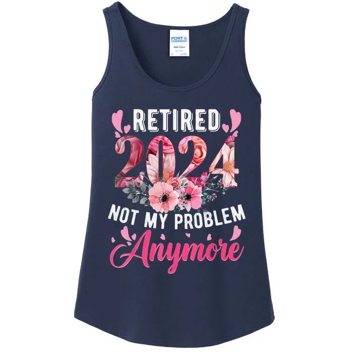 Retired 2024 Funny Retirement Gifts For Women 2024 Floral Ladies Essential Tank