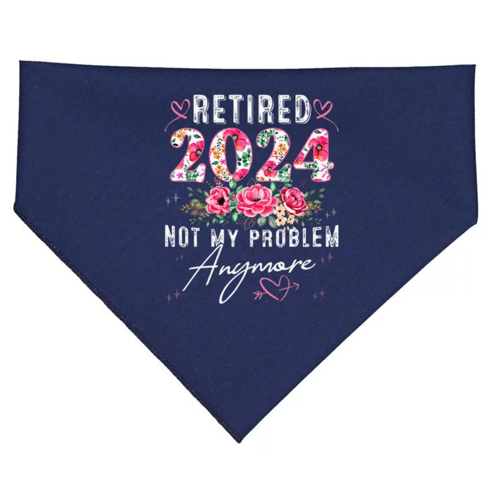 Retired 2024 Funny Retirement Gifts For Women 2024 Floral USA-Made Doggie Bandana