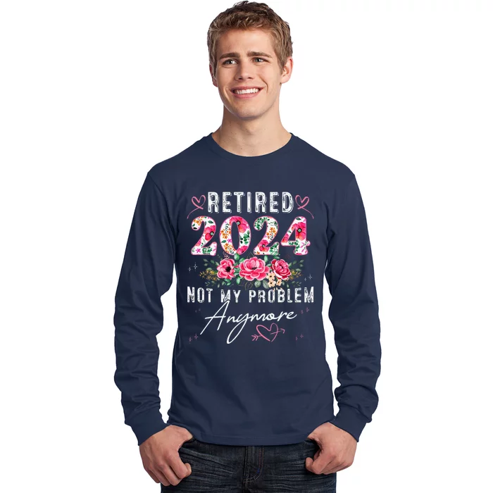 Retired 2024 Funny Retirement Gifts For Women 2024 Floral Long Sleeve Shirt