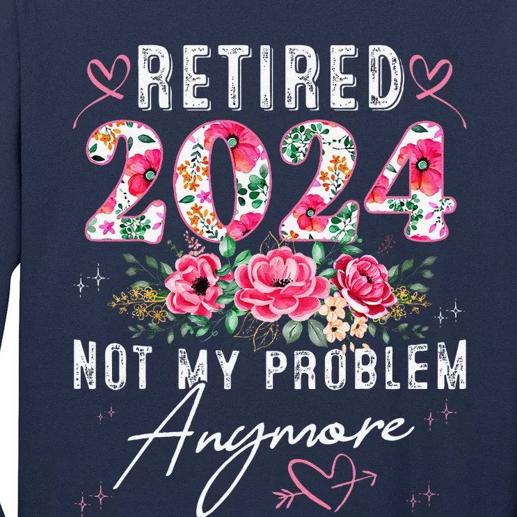 Retired 2024 Funny Retirement Gifts For Women 2024 Floral Long Sleeve Shirt