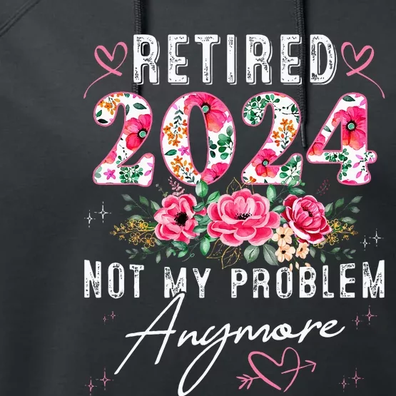 Retired 2024 Funny Retirement Gifts For Women 2024 Floral Performance Fleece Hoodie