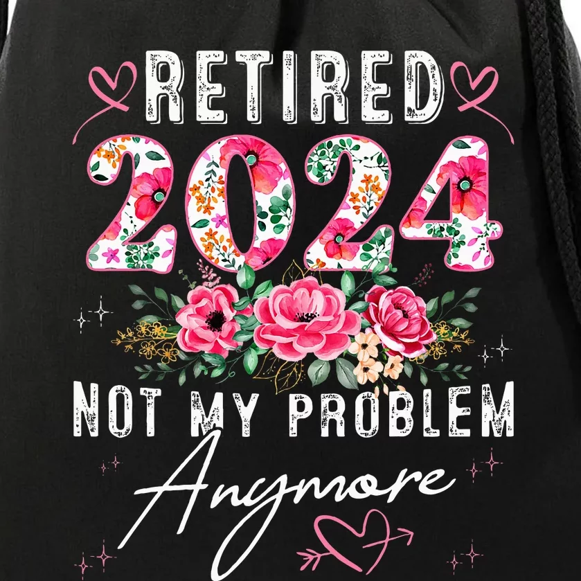 Retired 2024 Funny Retirement Gifts For Women 2024 Floral Drawstring Bag