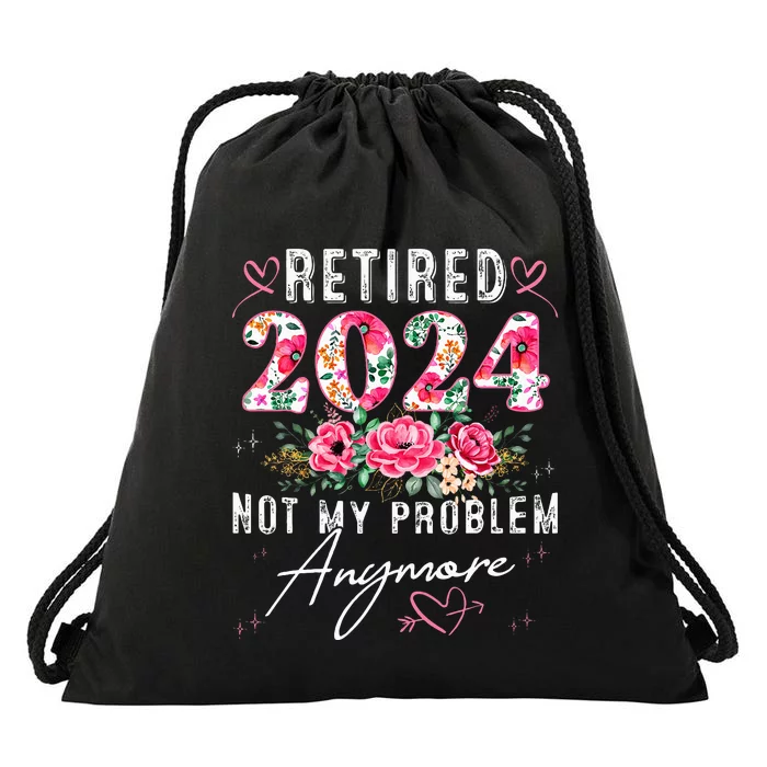 Retired 2024 Funny Retirement Gifts For Women 2024 Floral Drawstring Bag