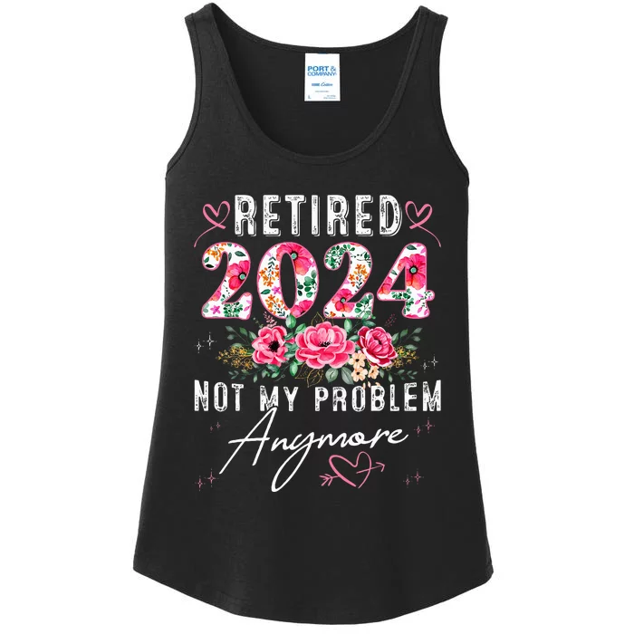 Retired 2024 Funny Retirement Gifts For Women 2024 Floral Ladies Essential Tank