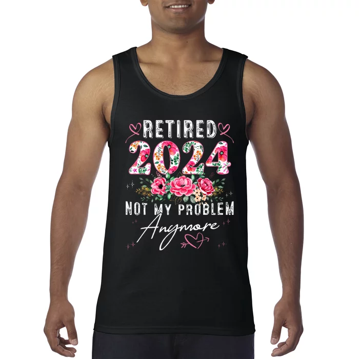 Retired 2024 Funny Retirement Gifts For Women 2024 Floral Tank Top