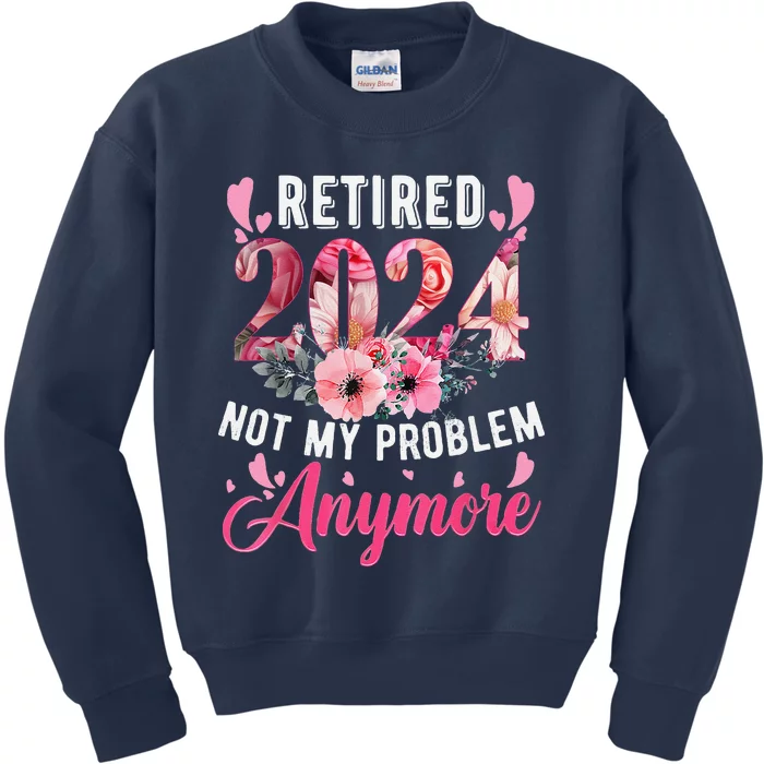 Retired 2024 Funny Retirement Gifts For Women 2023 Floral Kids Sweatshirt