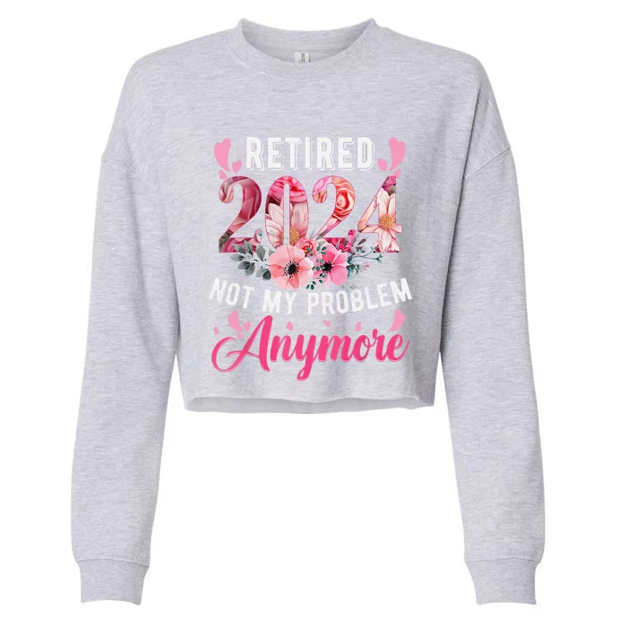 Retired 2024 Funny Retirement Gifts For Women 2023 Floral Cropped Pullover Crew