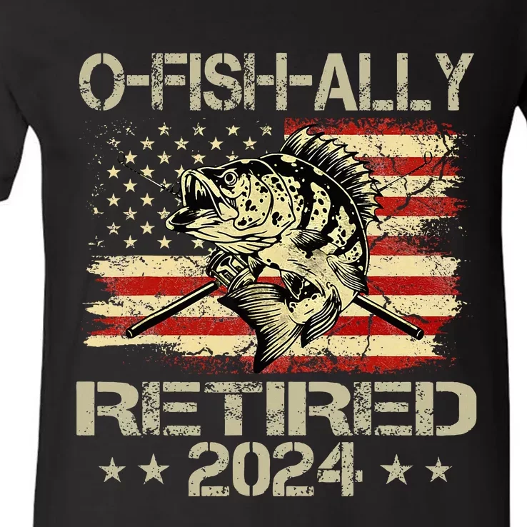 Retirement 2024 Fisherman Ofishally Retired 2024 V-neck T-shirt 