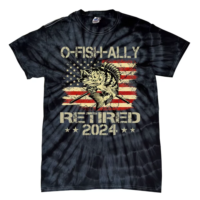 Retirement 2024 Fisherman OFishAlly Retired 2024 Tie-Dye T-Shirt